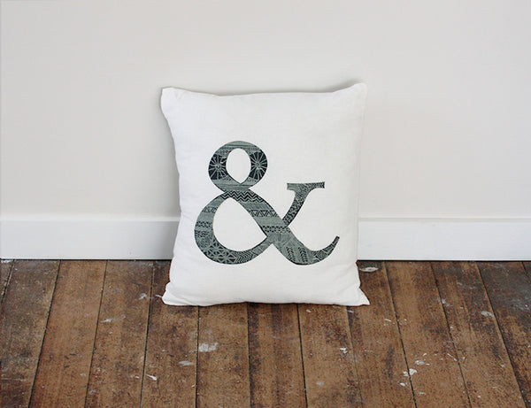 Owl ampersand Cushion cover Blue + Gold